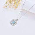 wholesale 925 Sterling Silver Larimar Sunflower Pendant Necklace For Women Zircon White Gold Plated-0-4