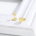 wholesale Gold 925 Sterling Silver Nugget Heart Stud Earrings for Men & Women -0-3