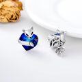 wholesale 925 Sterling Silver Blue Crystal Heart Fox Stud Earrings for Women Austrian Gifts-0-4
