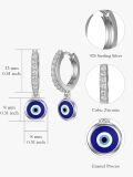 wholesale 925 Sterling Silver Evil Eye CZ Dangle Hoop Earrings for Women Gifts-0-4