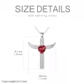 TOUPOP Sterling Silver Ruby Heart Crystal Cremation Jewelry Cross Urn Necklace-0-4