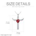 TOUPOP Sterling Silver Ruby Heart Crystal Cremation Jewelry Cross Urn Necklace-0-4