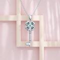 wholesale 925 Sterling Silver Key Shaped Green Stone & Emerald Accent Pendant Necklace for Women's Gifts-0-2