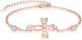 wholesale Rose Gold 925 Sterling Silver Cross Celtic Knot Adjustable Bracelet Christian Irish  for Women-0-0