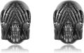 wholesale 925 Sterling Silver Black Skull Hand Covering Stud Earrings Gothic Fashion Jewelry for Women and Men-0-0