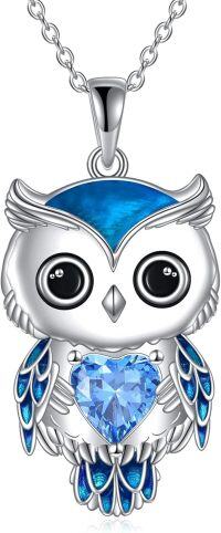 wholesale 925 Sterling Silver Birthstone Owl Pendant Necklace Jewelry Gift for Women-12-December