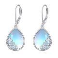 wholesale 925 Sterling Silver Moonstone Drop Earrings Platinum Plated Vintage Filigree Teardrop For Women-0-0