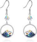 wholesale White Gold Plated S925 Sterling Silver Abalone Shell & Austrian Crystal Faith Love Jewelry Earrings, Christian Gift for Her-0-0