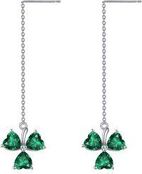 wholesale 925 Sterling Silver Green Crystal Shamrock Drop Earrings Irish St Patrick's Day s for Her-Clover