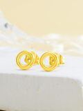 wholesale 14k Gold Polished Open Circle Stud Earrings For Women-0-5