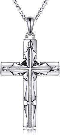 wholesale Sterling Silver Cross Pendant Necklace Jewelry Gift for Women Men Girls Boys-Cross necklace
