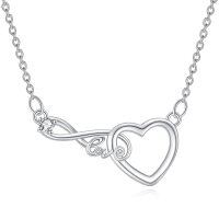 wholesale 925 Sterling Silver Heart Love Infinity Cross Pendant Necklace for Women Girls  45cm Chain Length-Infinity Heart