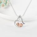 wholesale 925 Sterling Silver Fox in Heart Pendant Necklace with Cubic Zirconia and Engraved Message I Love You Forever - Valentine's Day Gifts for Her-0-3