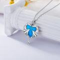 wholesale 925 Sterling Silver Blue Turquoise Heart-Shaped Dragon Pendant Necklace for Women and Girls-0-1