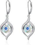 wholesale 925 Sterling Silver Rainbow Mystic Topaz Evil Eye Drop Earrings for Women and Teenage Girls-0-8