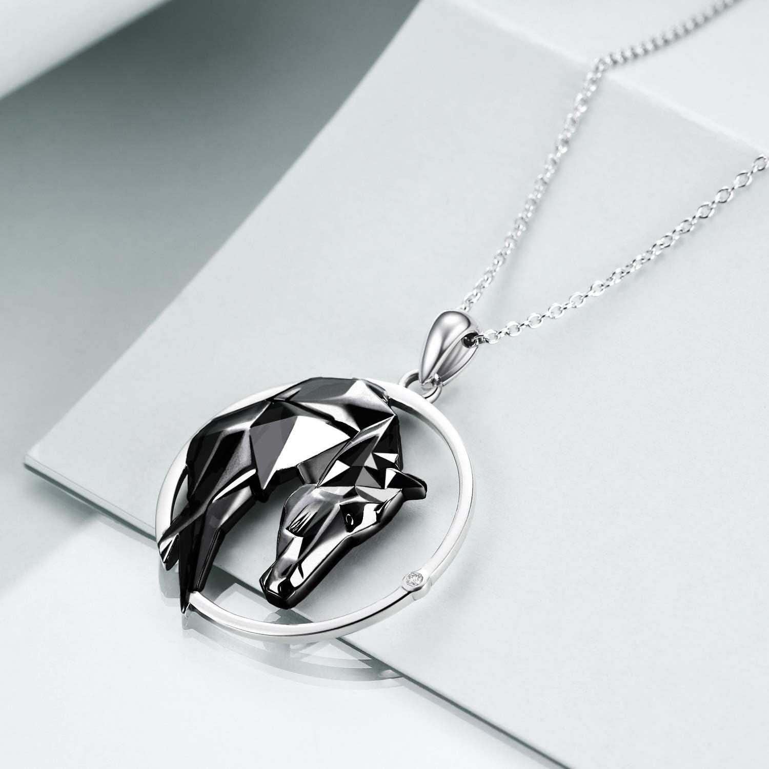  Sterling Silver Origami Horse Pendant Necklace Mother s Day Gifts for Women Wife Girlfriend ( ) -0-2