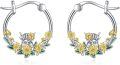 wholesale 925 Sterling Silver Cow & Flower Design Small Huggie Hoop Earrings - Gift for Her-0-0