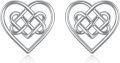 wholesale 925 Sterling Silver Celtic Knot Heart Stud Earrings - Irish  for Women-0-0