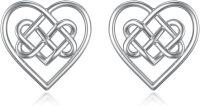 wholesale 925 Sterling Silver Celtic Knot Heart Stud Earrings - Irish  for Women-Celtic Style-5
