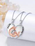 wholesale 925 Sterling Silver Fox Mother & Daughter Heart Pendant Necklaces Set-0-3