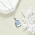 wholesale 925 Sterling Silver Teardrop Opaline Glass Cats Pendant Necklace - Wiccan Jewelry for Women-0-3