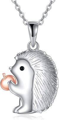 wholesale 925 Sterling Silver Squirrel Apple Charm Pendant Necklace for Girls Women s-hedgehogs