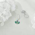 wholesale 925 Sterling Silver Green Enamel Thistle Flower Drop Earrings Leverback  for Women Girls-0-3