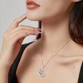 wholesale 925 Sterling Silver Flower Necklace with Dainty Rose Gold & Green Pendant Jewelry for Women Birthday Gifts-0-1