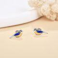 wholesale 925 Sterling Silver Blue Bird Stud Earrings Colorful Enamel Gifts for Women-0-2