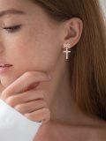 wholesale 925 Sterling Silver Bow and Cross Stud Earrings with Cubic Zirconia - Religious Faith  for Women-0-4
