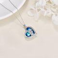 wholesale 925 Sterling Silver Blue Crystal Heart Tree of Life Sisters Pendant Necklace-0-3