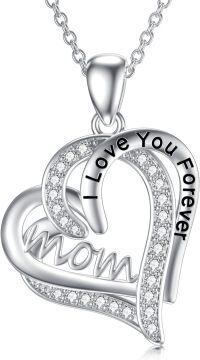 wholesale 925 Sterling Silver Heart-Shaped I Love You Forever MOM Pendant Necklace for Women-Style B