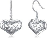 wholesale 925 Sterling Silver Cutout Heart Drop Leverback Earrings for Women -Heart Style-1