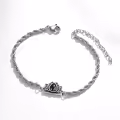 wholesale 925 Sterling Silver Opalite Flower Heart Charm Bracelet Wholesale 6-8 in-0-2