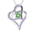 TOUPOP Sterling Silver Emerald Forever Love Heart Pendant Necklace-0-0