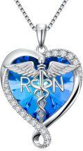 wholesale 925 Sterling Silver Sapphire Birthstone Caduceus Pendant Necklace for Nurses & Doctors-0-0