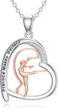 wholesale 925 Sterling Silver Rose Gold Dancing Girl Heart Pendant Necklace-0-0