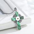 wholesale 925 Sterling Silver Green Malachite Celtic Knot Cross Pendant Necklace  Norse Viking Jewelry for Men Women-0-4