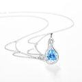 wholesale 925 Sterling Silver Blue Cubic Zirconia Necklace, Adjustable Chain, Gift Box-0-3