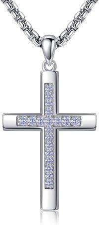 wholesale 925 Sterling Silver Birthstone Cross Necklace for Women Men-06-Jun-Alexandrite