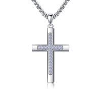wholesale 925 Sterling Silver Birthstone Cross Necklace for Women Men -06-Jun-Alexandrite
