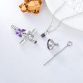 wholesale 925 Sterling Silver Moissanite Purple Butterfly Urn Necklace with Adjustable Chain for Ashes Keepsake-0-1