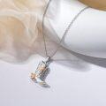 wholesale 925 Sterling Silver Rose Cowboy Boot Pendant Necklace - Western s for Women & Girls-0-4