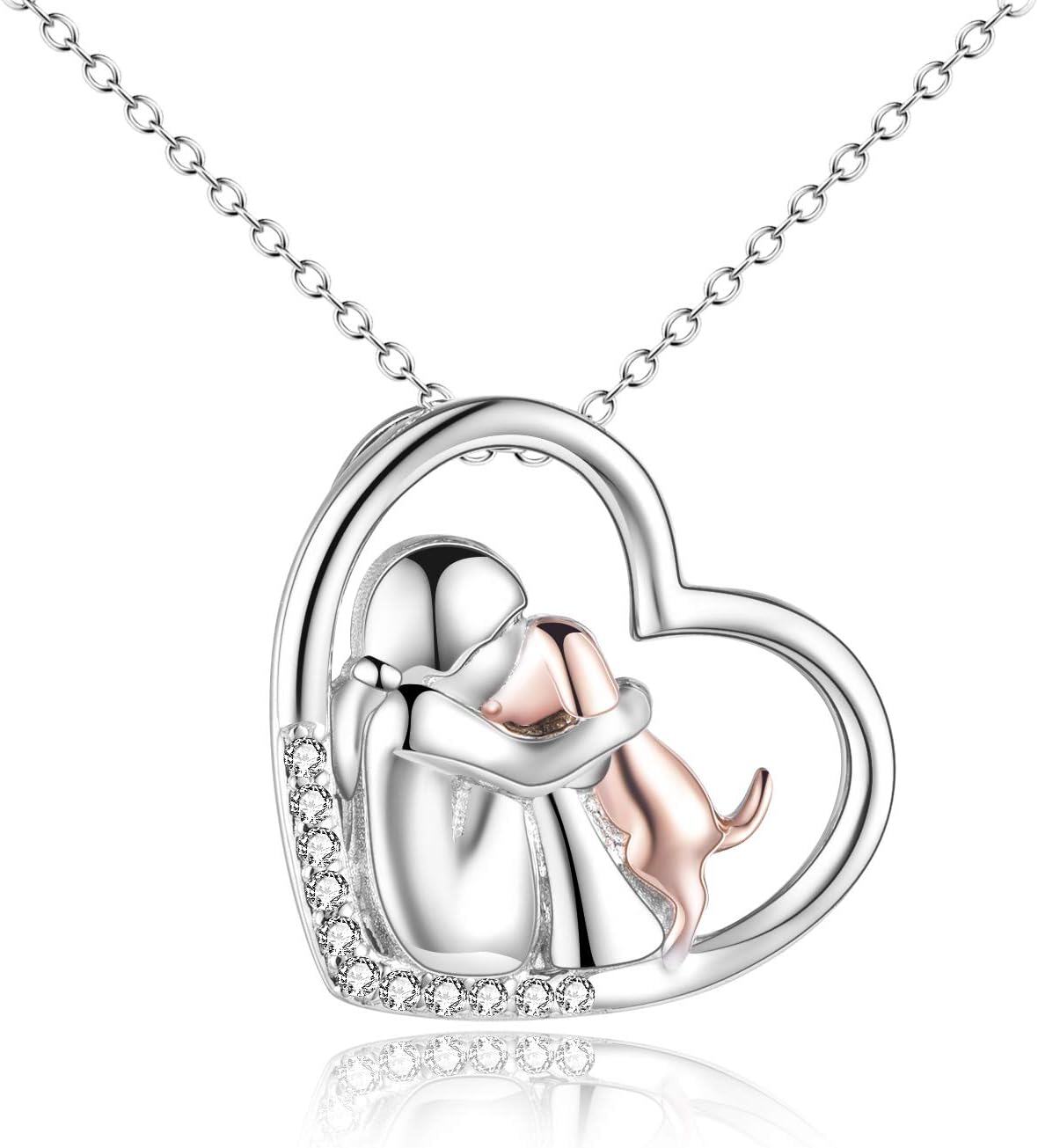 Sterling Silver Stone Memorial Dog Pendant Necklace for Women-0-0