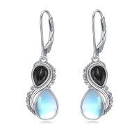 wholesale 925 Sterling Silver Red And Blue Gemstone Earrings-Black