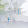 wholesale 925 Sterling Silver Blue Opal Celtic Knot Butterfly Stud Earrings-0-4