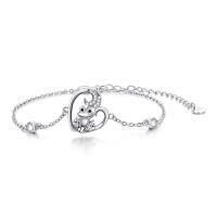 wholesale 925 Sterling Silver Moon And Frog Heart Bracelet Wholesale With Crystal Accents-Frog