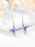 wholesale 925 Sterling Silver Purple Opal Hummingbird Dangle Drop Earrings for Women-0-1