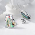 wholesale 925 Sterling Silver Nurse Heart Stethoscope Stud Earrings with Abalone Shell and Crystal Accents Gift for Women-0-3