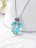 wholesale TOUPOP Christmas Gifts For Women Birthstone Necklace 925 Sterling Silver Rose Flower Heart Pendant Necklace Fine Jewelry Anniversary Birthday Gifts For Women Her Wife Girlfriend Mom -0-4